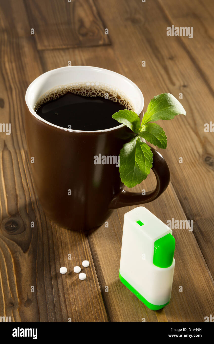 Mug of coffee with stevia tablets as natural and healthy sweetener Stock Photo Alamy