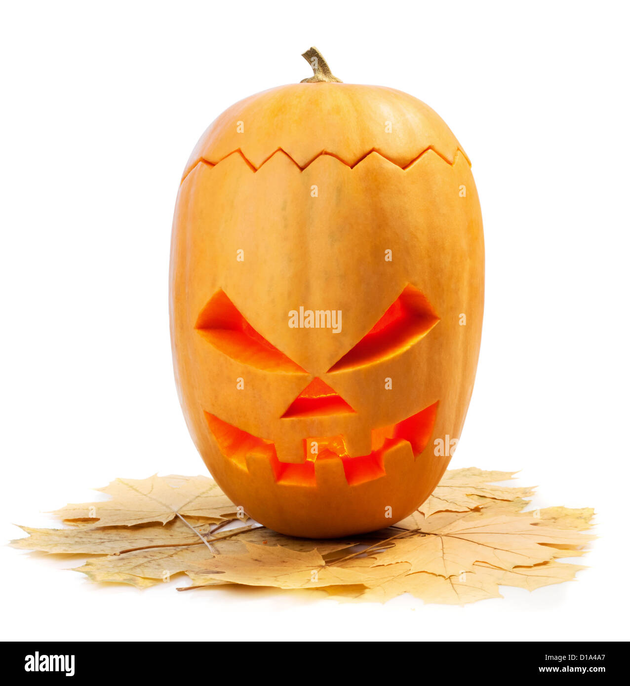 emotional halloween pumpkin isolated on white background Stock Photo