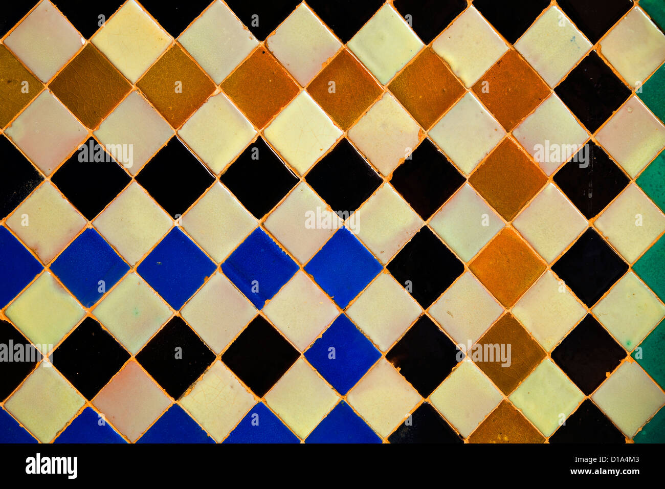 Close up of the ceramic tiles in the Alhambra in Granada, Adalucia, Spain Stock Photo