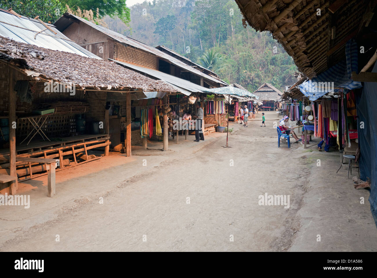 Kayan minority group village, Huai Seau Tao, Mae Hong Son Province, Thailand Stock Photo