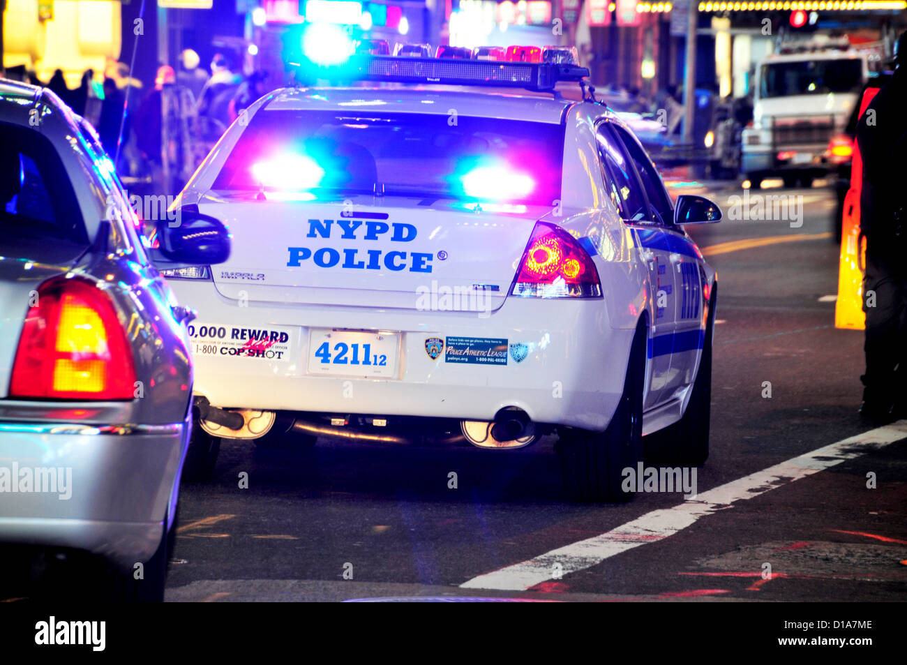 NYPD, New York City Police Department, squad car, 42nd Street, Broadway