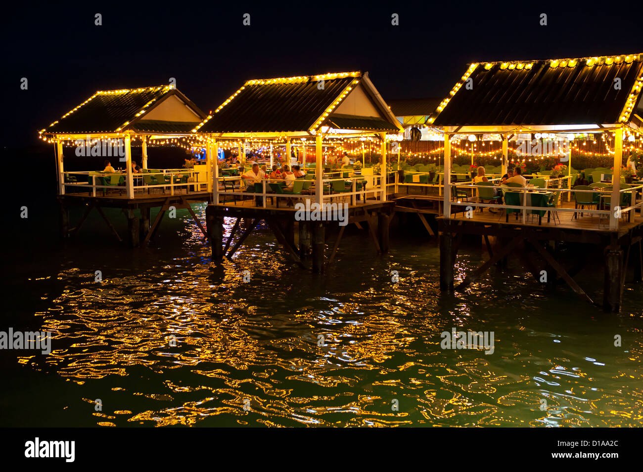 Over-water restaurants, Pattaya Stock Photo