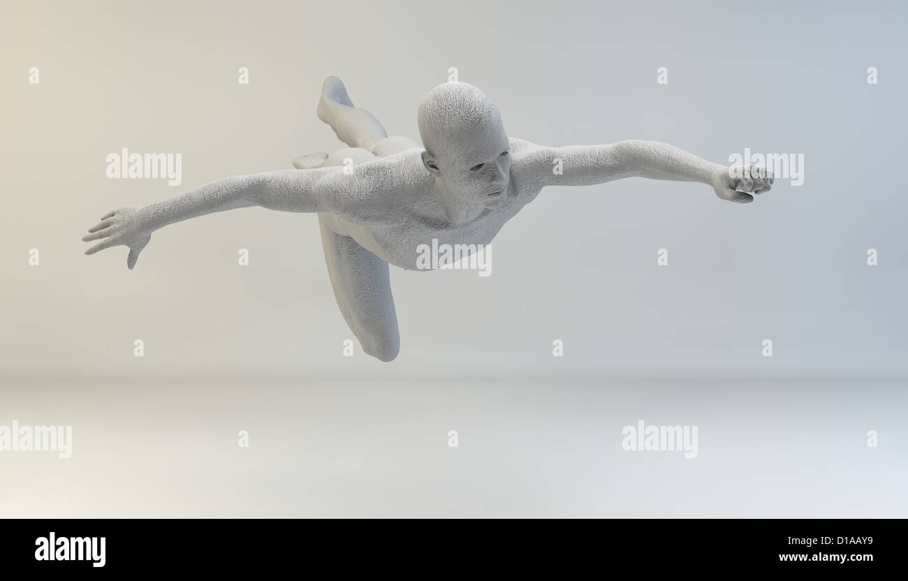 Muscular concrete statue floating, clipping path Stock Photo Alamy