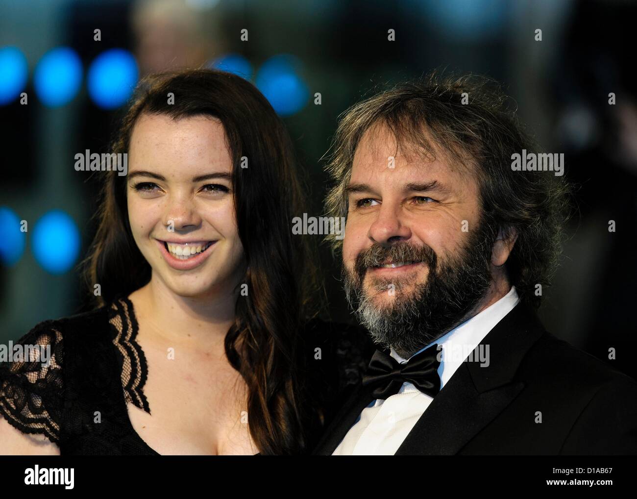 Director Sir Peter Jackson attends the 65th Royal Film Performance and UK premiere of THE HOBBIT: AN UNEXPECTED JOURNEY on 12/12/2012 at Leicester Square, London. Persons pictured: Katie Jackson and Peter Jackson. Picture by Julie Edwards Stock Photo