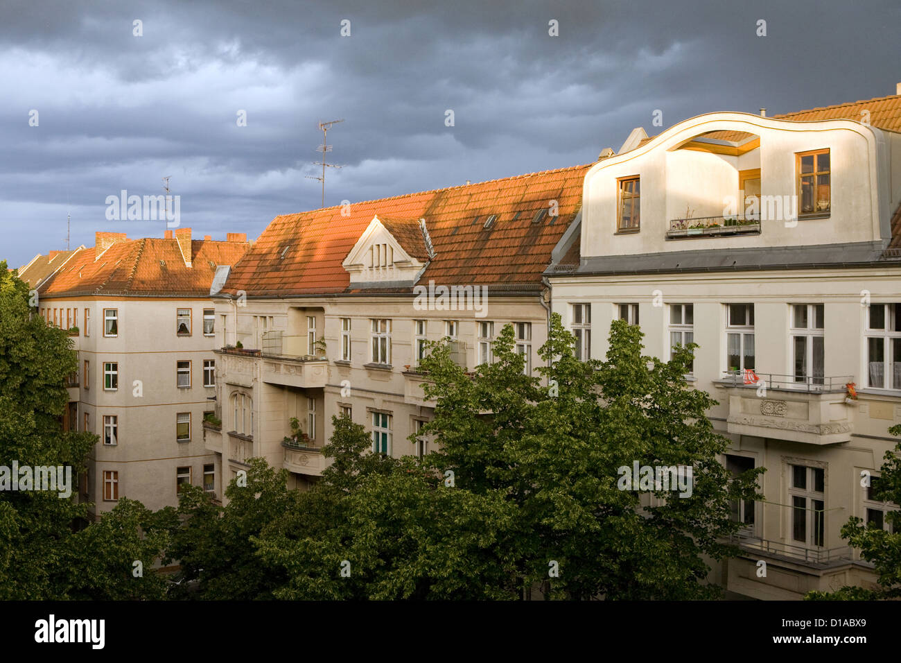 Berlin, Germany, dark rainy clouds sky above buildings Stock Photo - Alamy