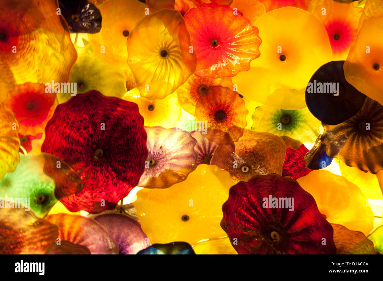 Chihuly blown glass art ceiling at the Bellagio in Las Vegas Stock