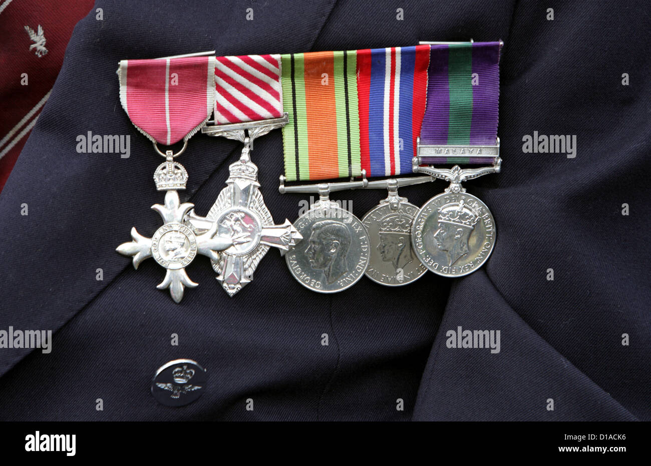 Medals on the jacket of a veteran Stock Photo