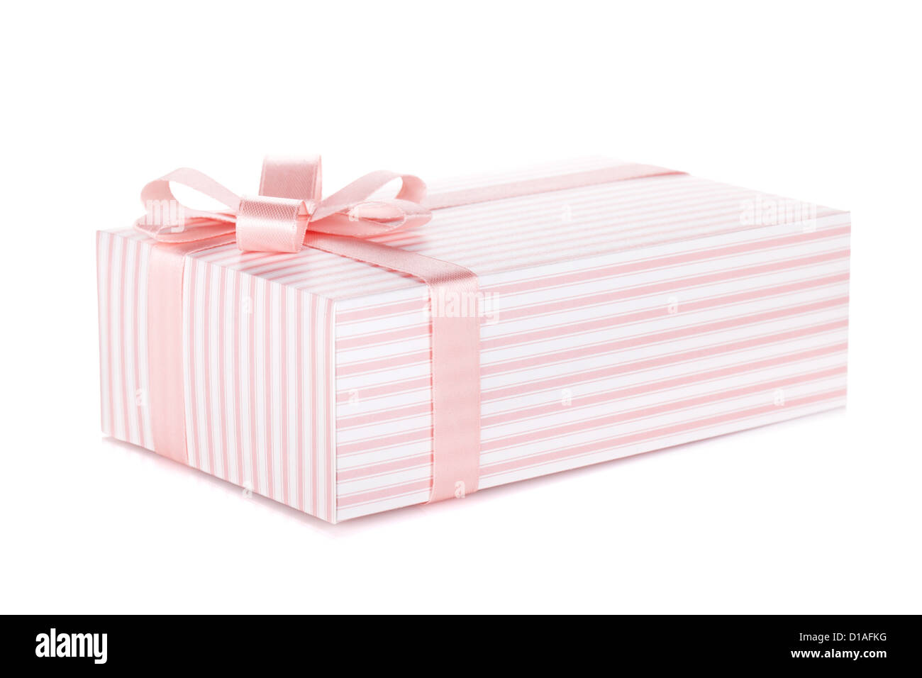 Pink gift box with ribbon and bow. Isolated on white background Stock ...