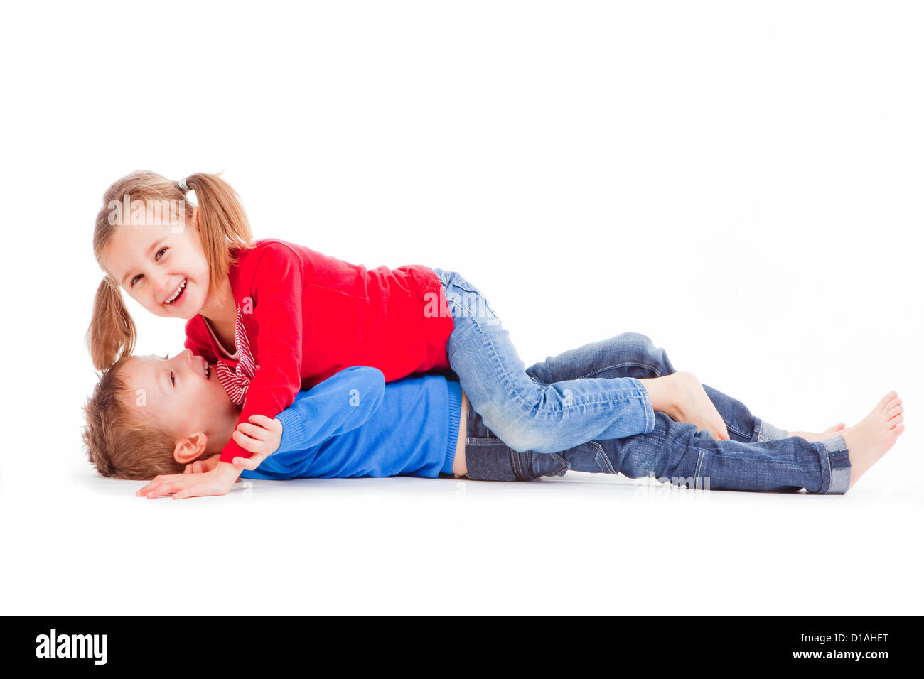 brother and sister having fun with each other Stock Photo - Alamy