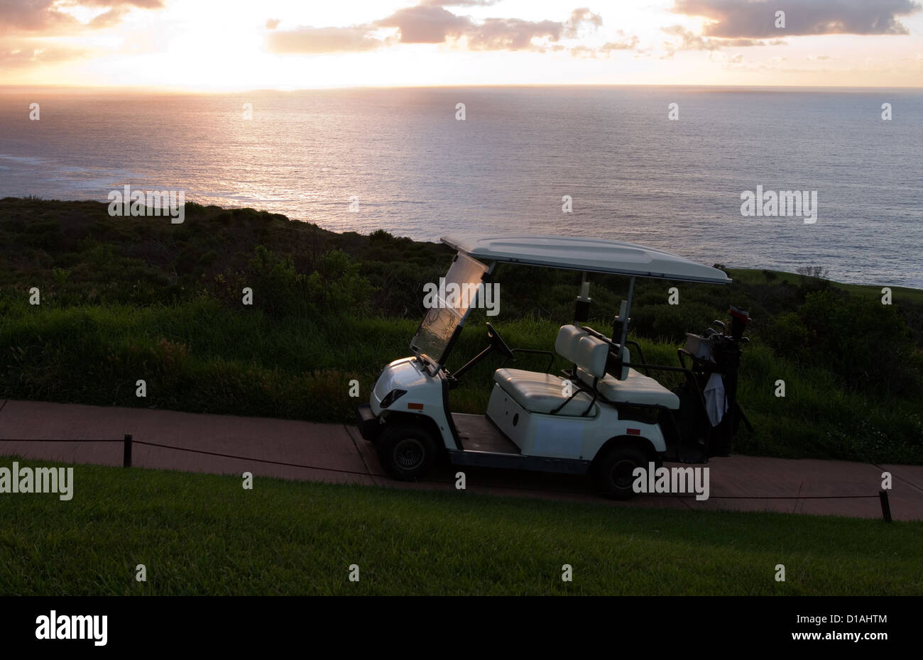 Golf cart at beach or seaside holiday resort course Stock Photo - Alamy