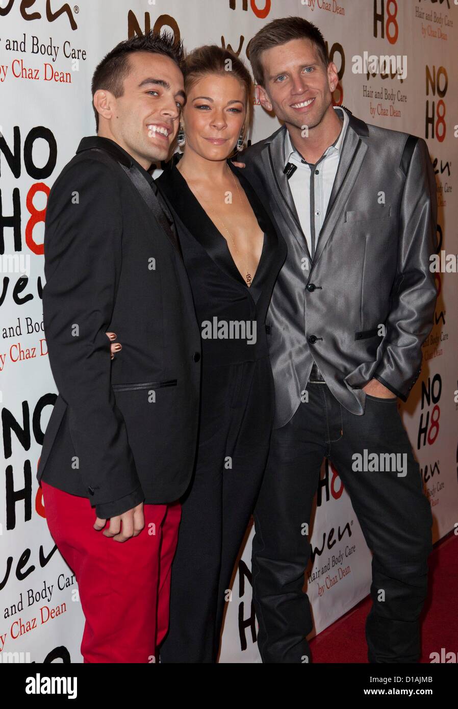 Adam Bouska, LeAnn Rimes, Jeff Parshley at arrivals for NOH8 Campaign 4th Anniversary Celebration, Avalon Hollywood, Los Angeles, CA December 12, 2012. Photo By: Emiley Schweich/Everett Collection/Alamy live news. USA.  Stock Photo