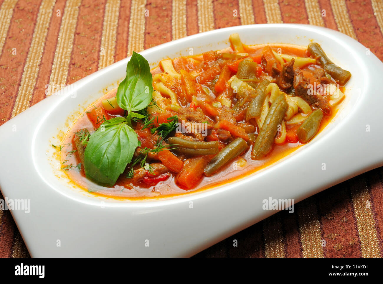lagman meal of the Uzbek ethnic cuisine Stock Photo