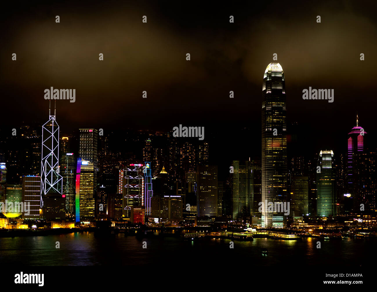 The Hong Kong Skyline At Night From Kowloon, China Stock Photo - Alamy