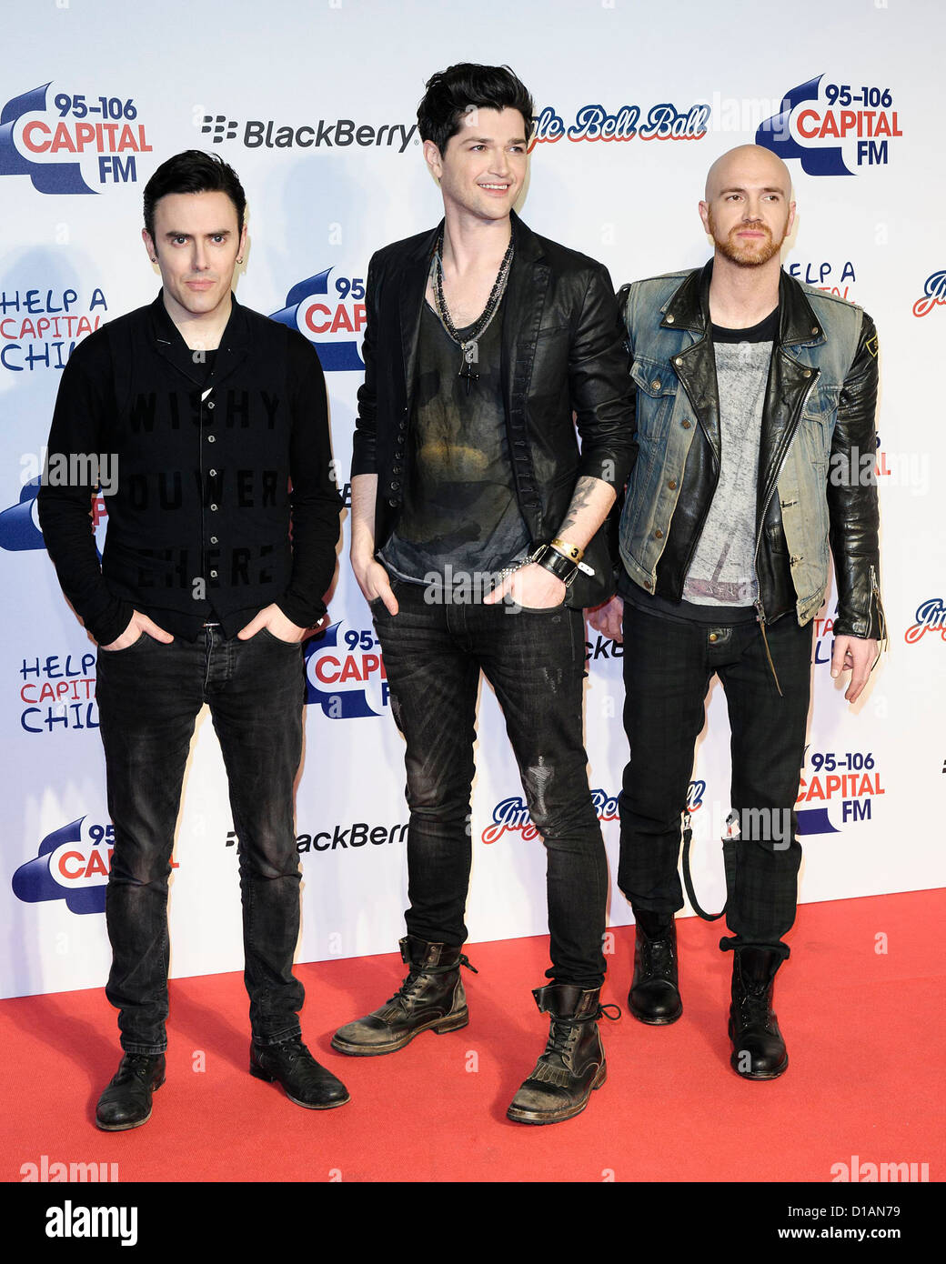 The Script attends the 95-106 Capital FM’s Jingle Bell Ball on 08/12/2012 at O2 Arena, London. Persons pictured: Danny O'Donoghue, Mark Sheehan, Glen Power . Picture by Julie Edwards Stock Photo