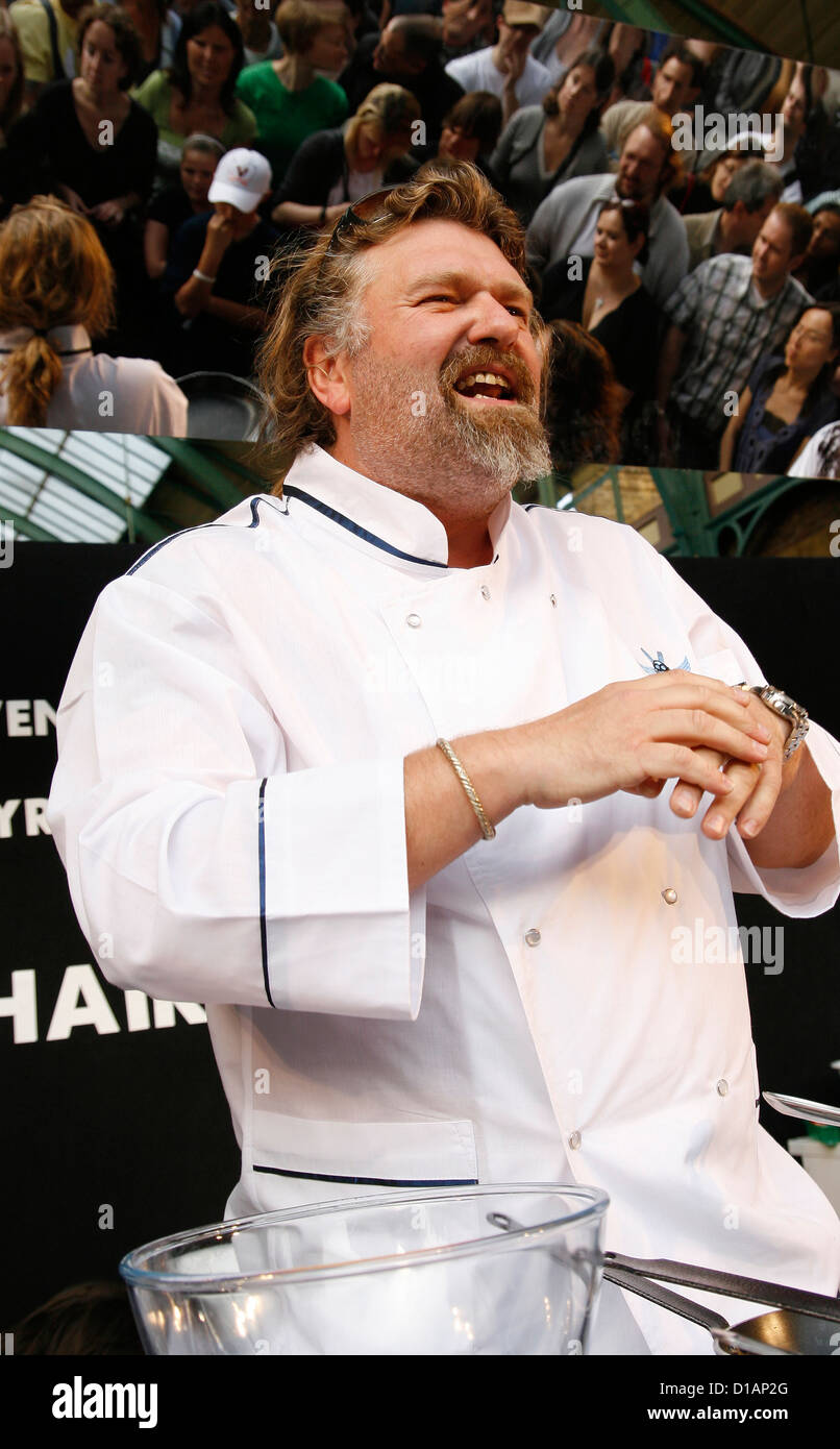 TV chefs The Hairy Bikers Simon King in Covent Garden London Stock Photo