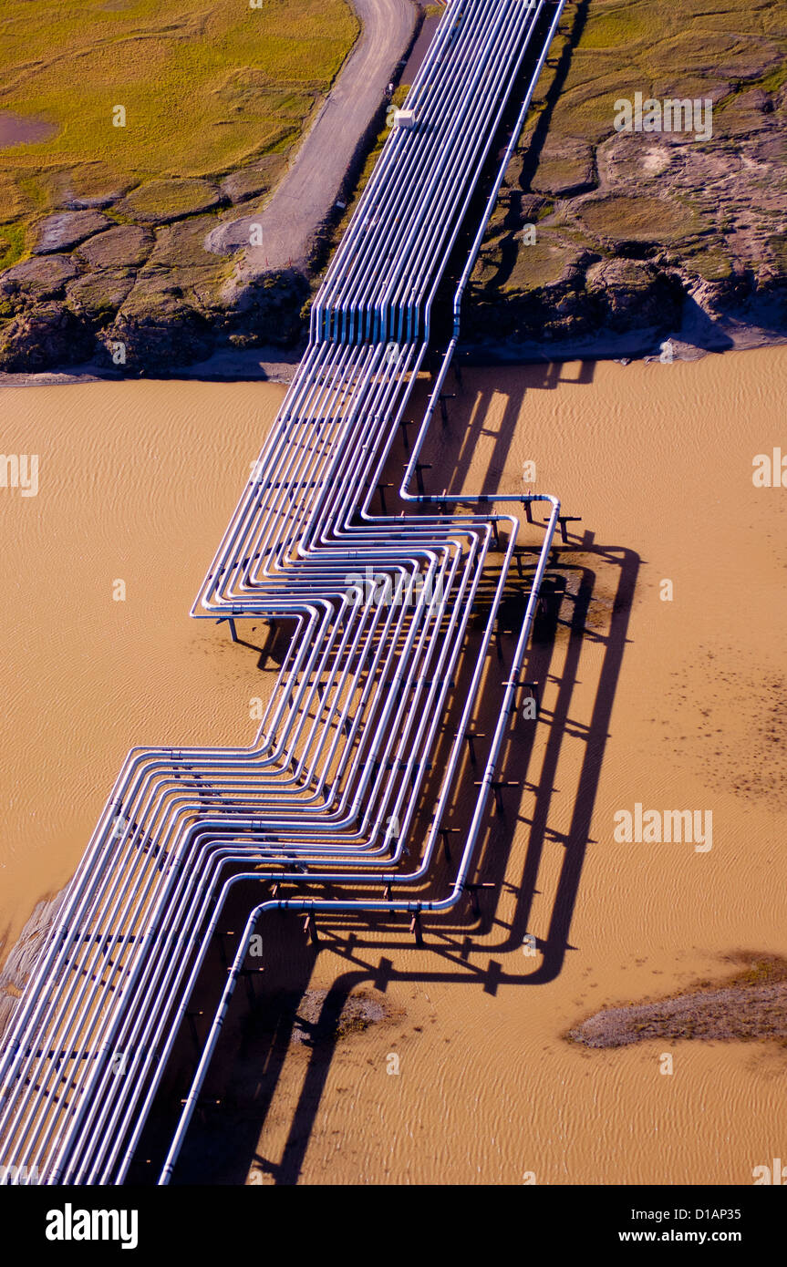 Oil flow lines transporting oil gas and water mix to the processing