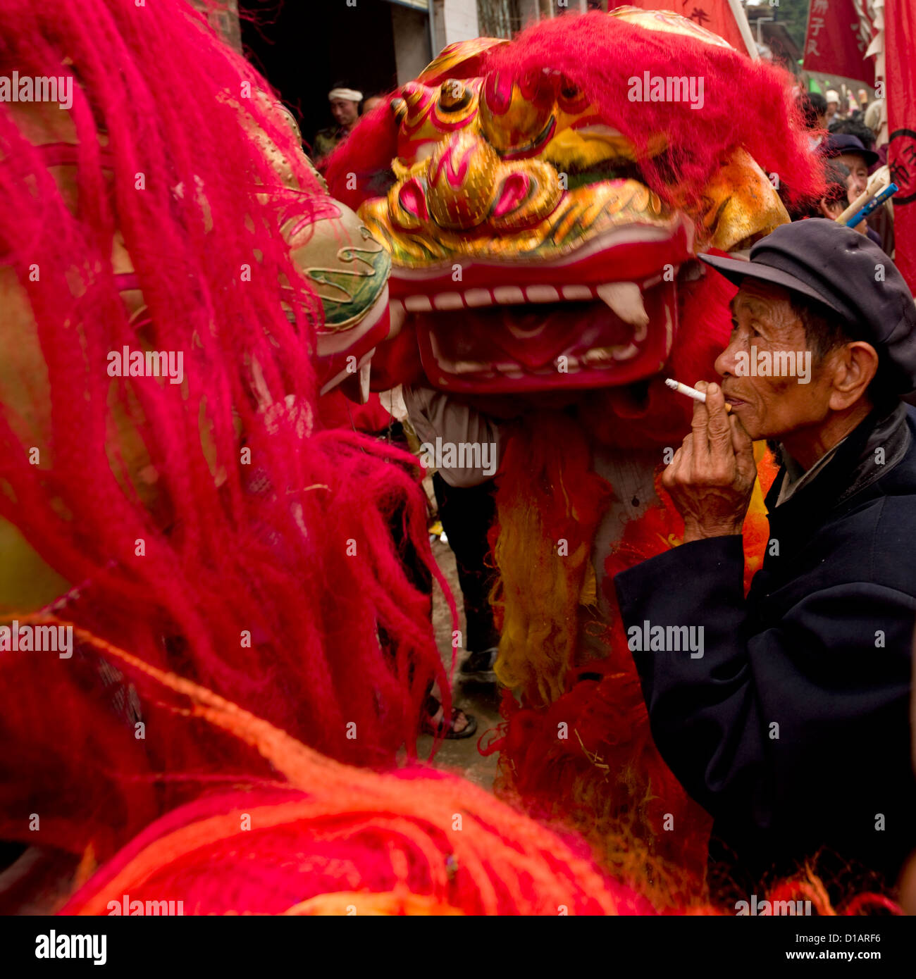 Dragon During A Funeral Procession, Yuanyang, Yunnan Province, China Stock Photo Alamy
