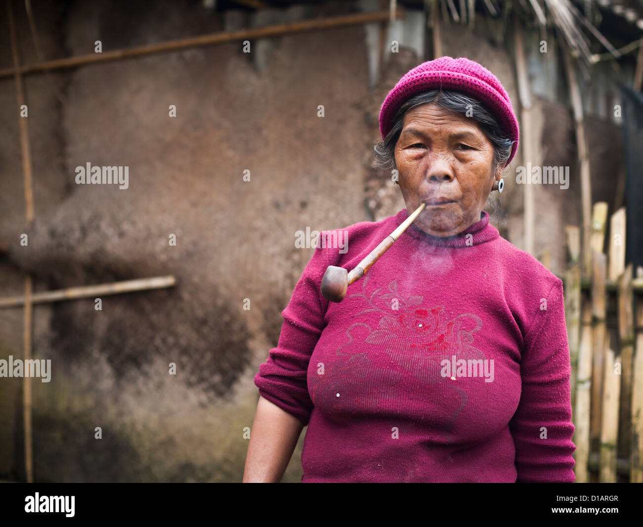 Woman of Wa minorty in village Wengding Stock Photo