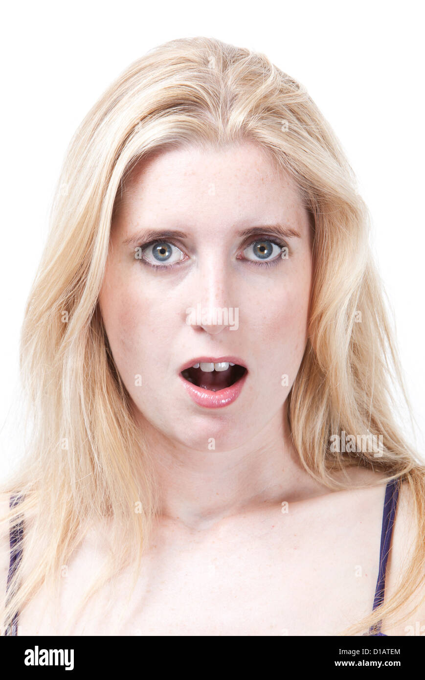 Portrait surprised young Caucasian woman Stock Photo - Alamy