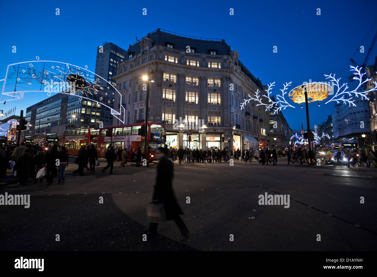 Christmas lights and decoration on Oxford Circus, London, England, UK. Stock Photo