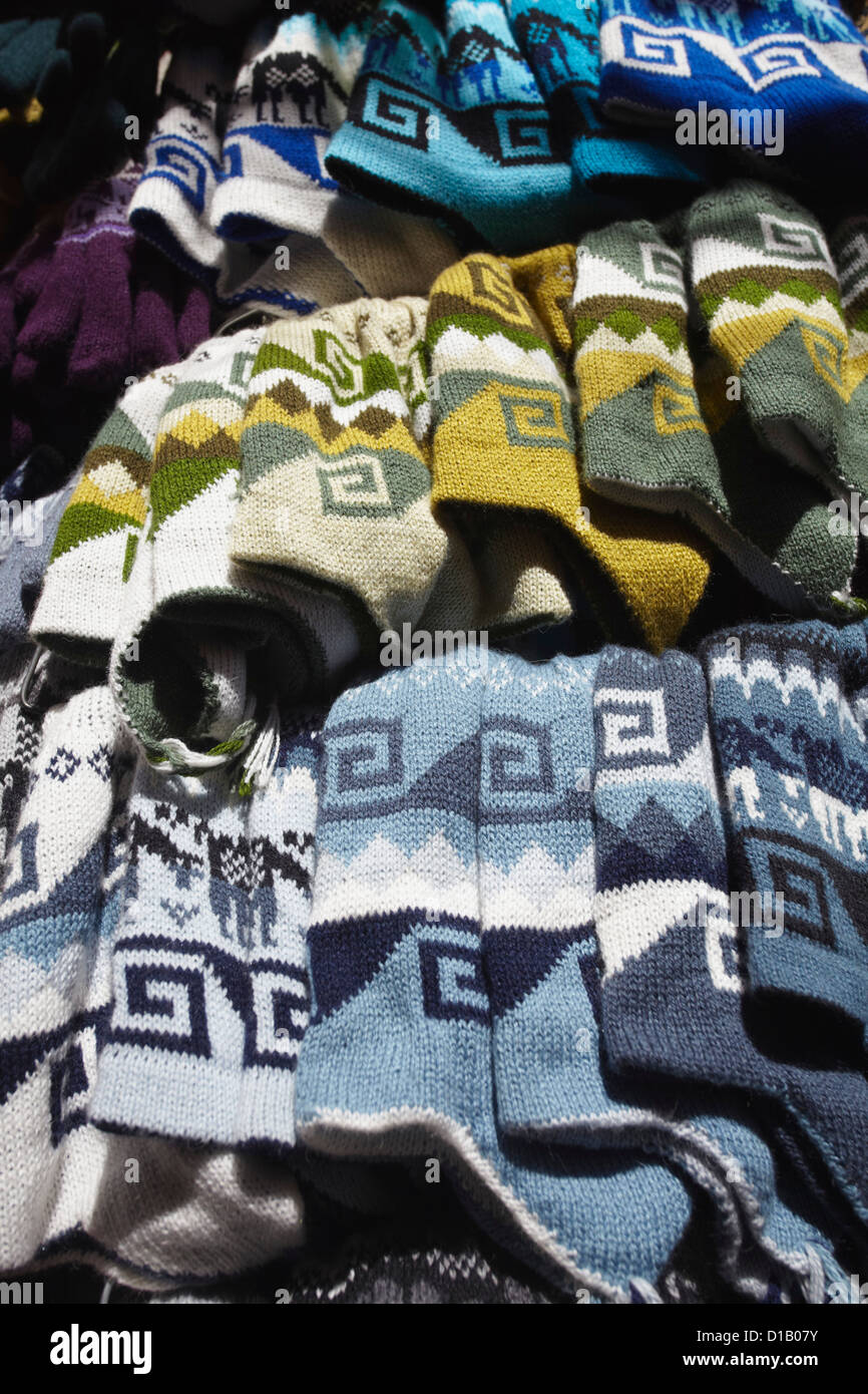 Woolly hats in Witches' Market, La Paz, Bolivia Stock Photo