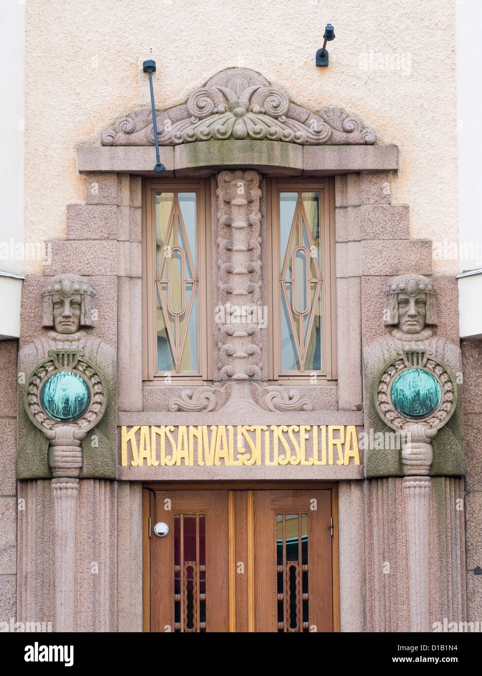 Detail of art nouveau decoration on apartment building in Helsinki Finland Stock Photo