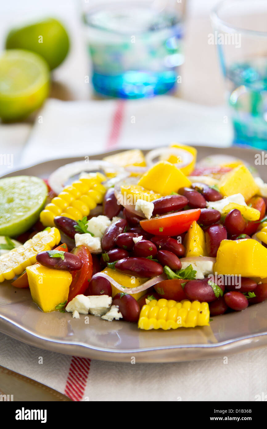 Kidney Beans with Mango,Sweetcorn and Feta cheese salad Stock Photo Alamy