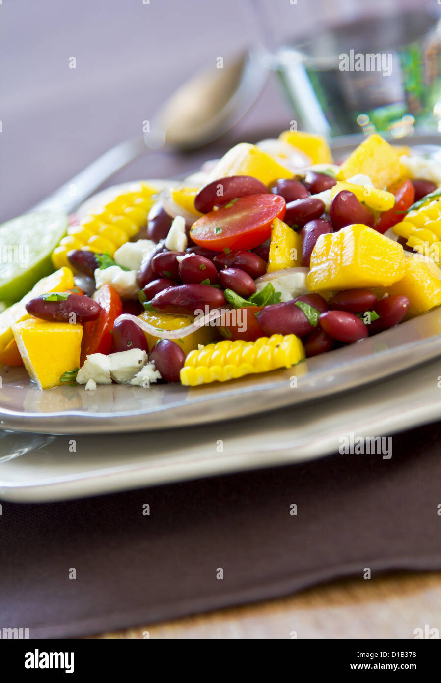 Kidney Beans with Mango,Sweetcorn and Feta cheese salad Stock Photo Alamy