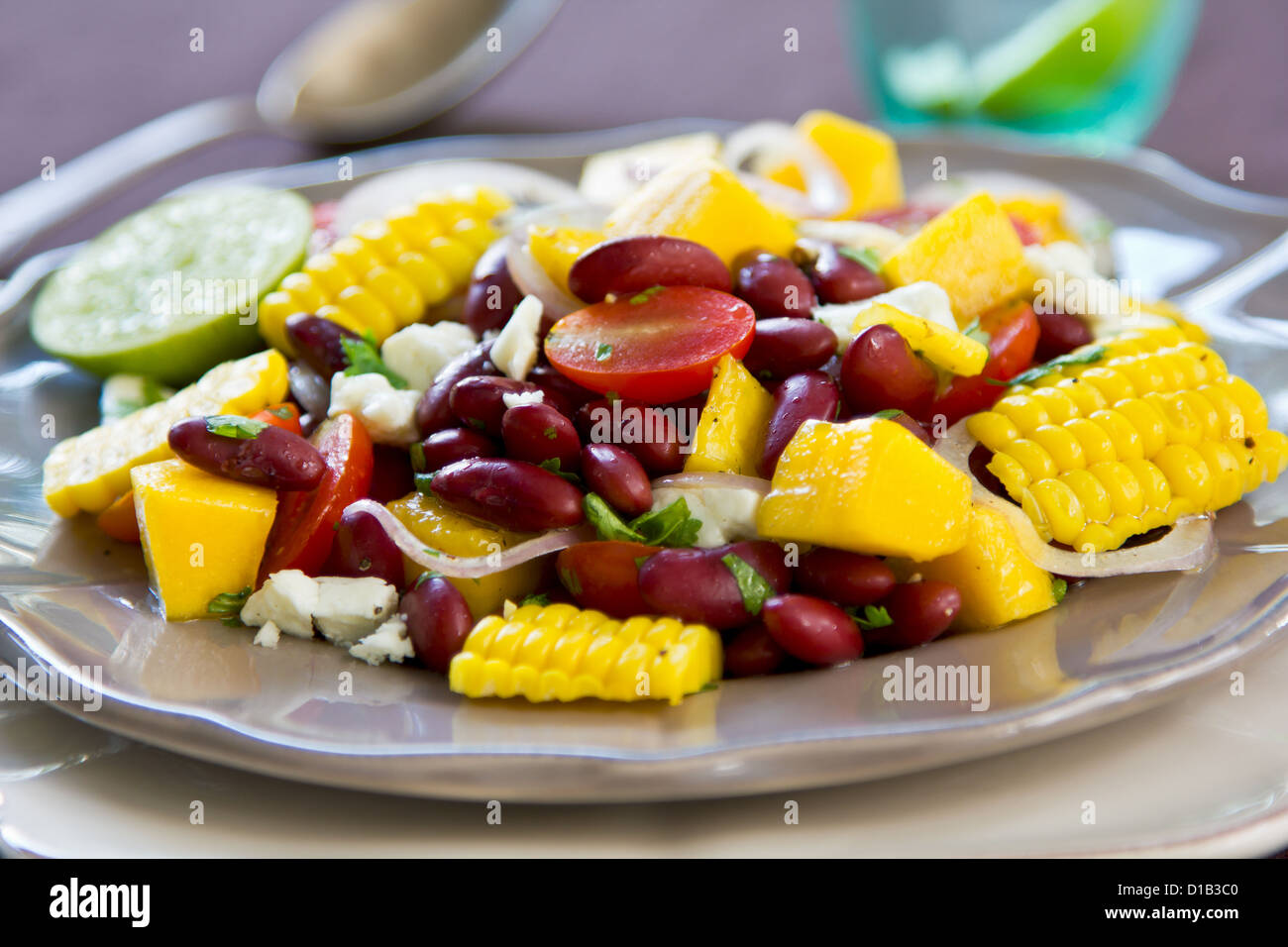 Kidney Beans with Mango,Sweetcorn and Feta cheese salad Stock Photo Alamy