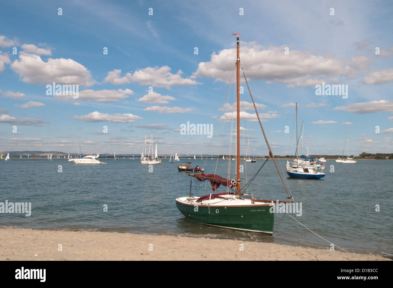East Head, West Wittering, West Sussex, UK. View north into Chichester Harbour. September. Stock Photo