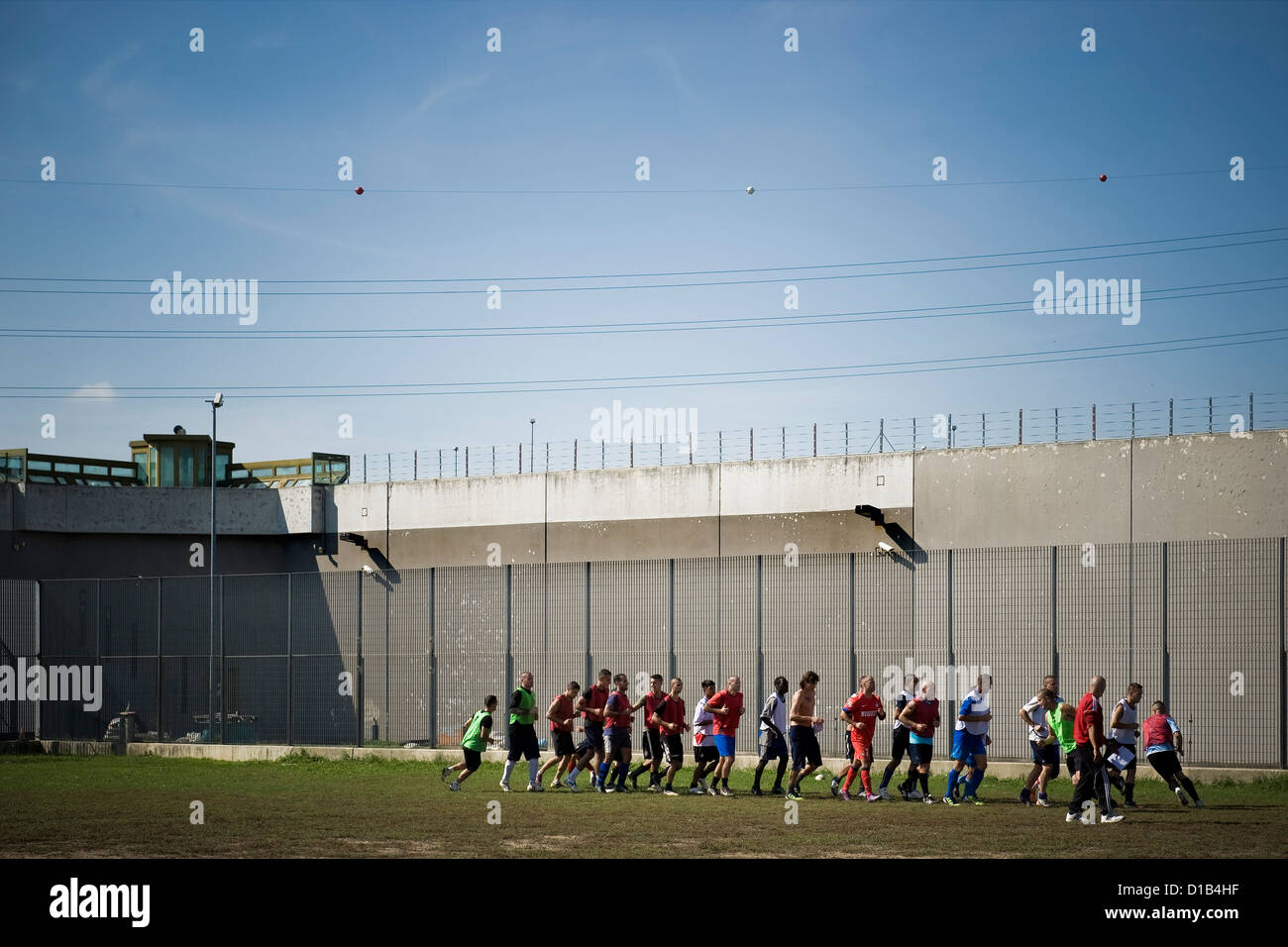 Bollate prison, training of the football team Stock Photo