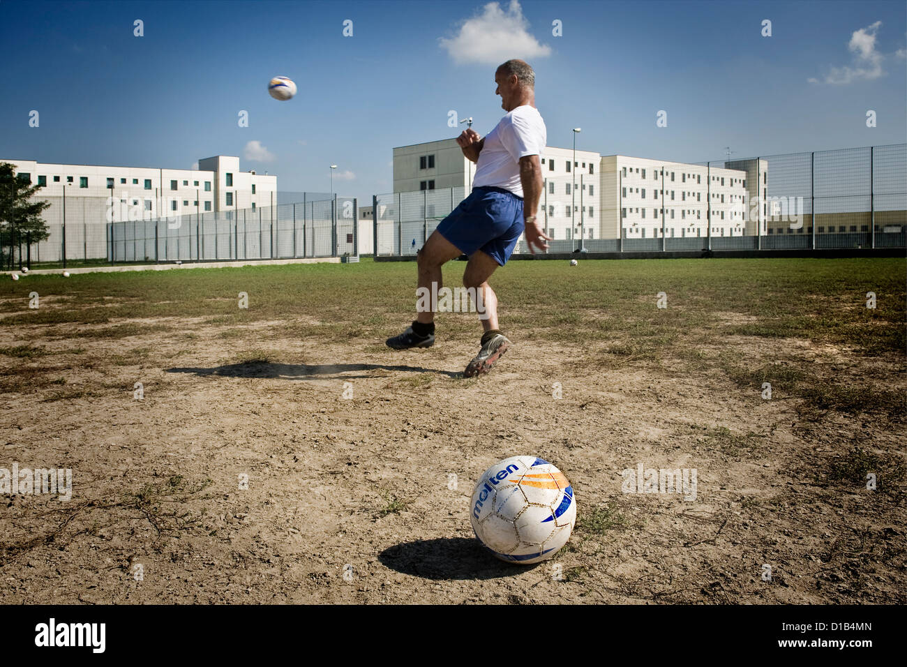 Bollate prison, training of the football team Stock Photo
