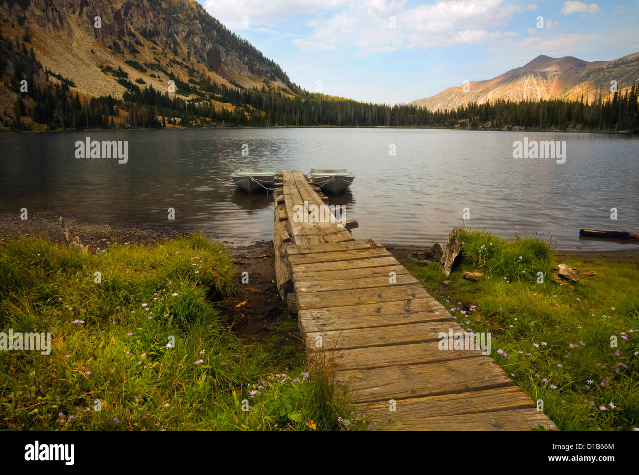 OREGON Boat dock on Aneroid Lake in the Eagle Cap Wilderness of the