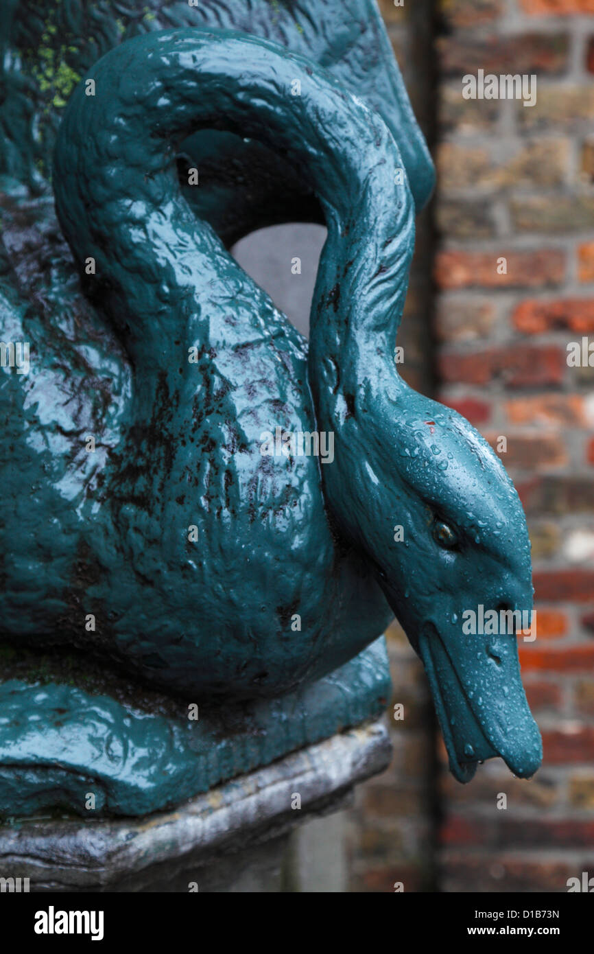 Detail of a swan's head from a statue in Bruges, Belgium Stock Photo