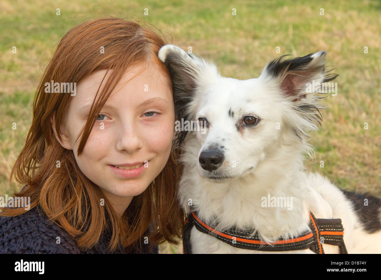 portrait of a young girl with her dog Stock Photo - Alamy