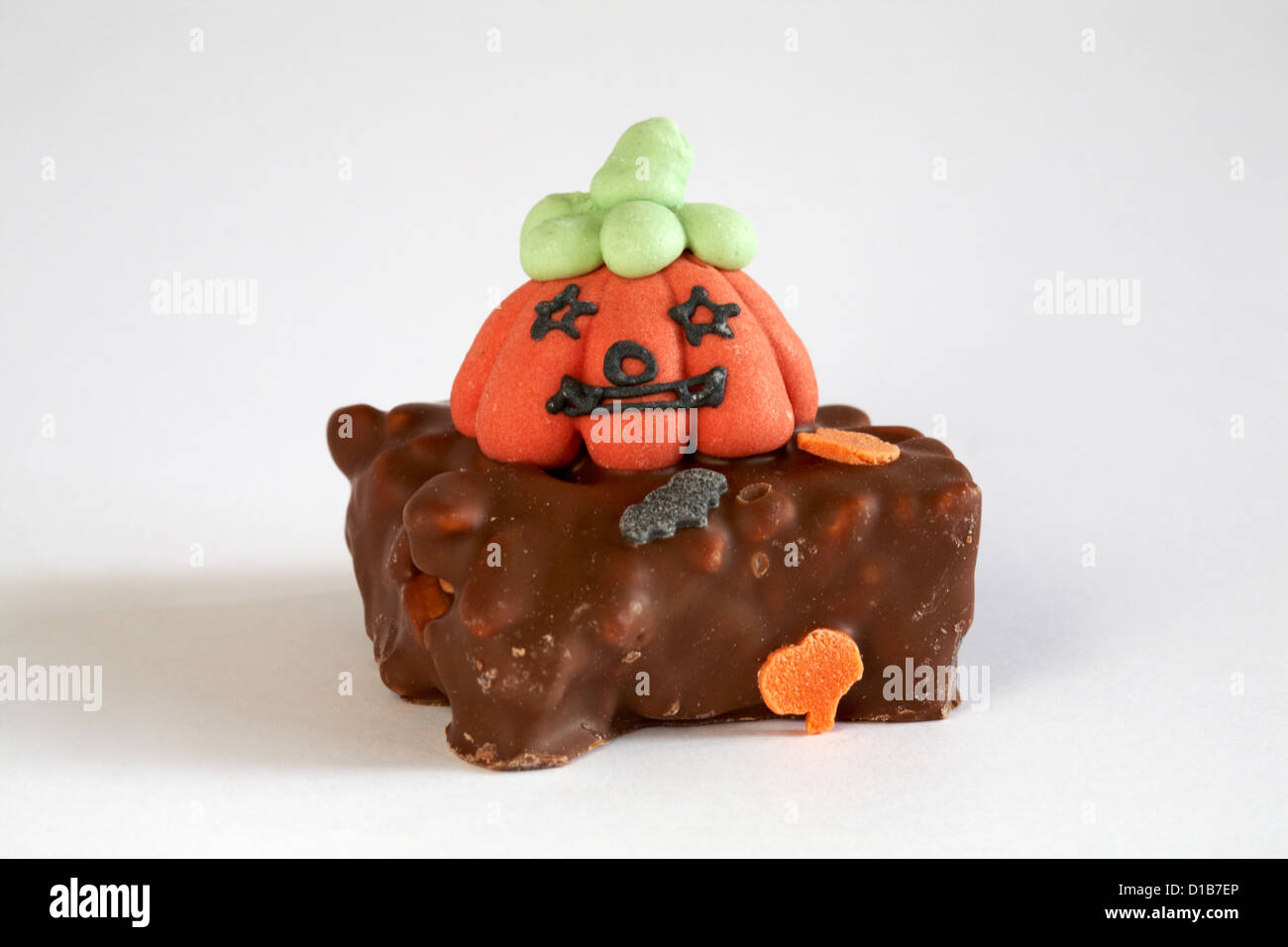 Halloween pumpkin cake biscuit isolated on white background Stock Photo