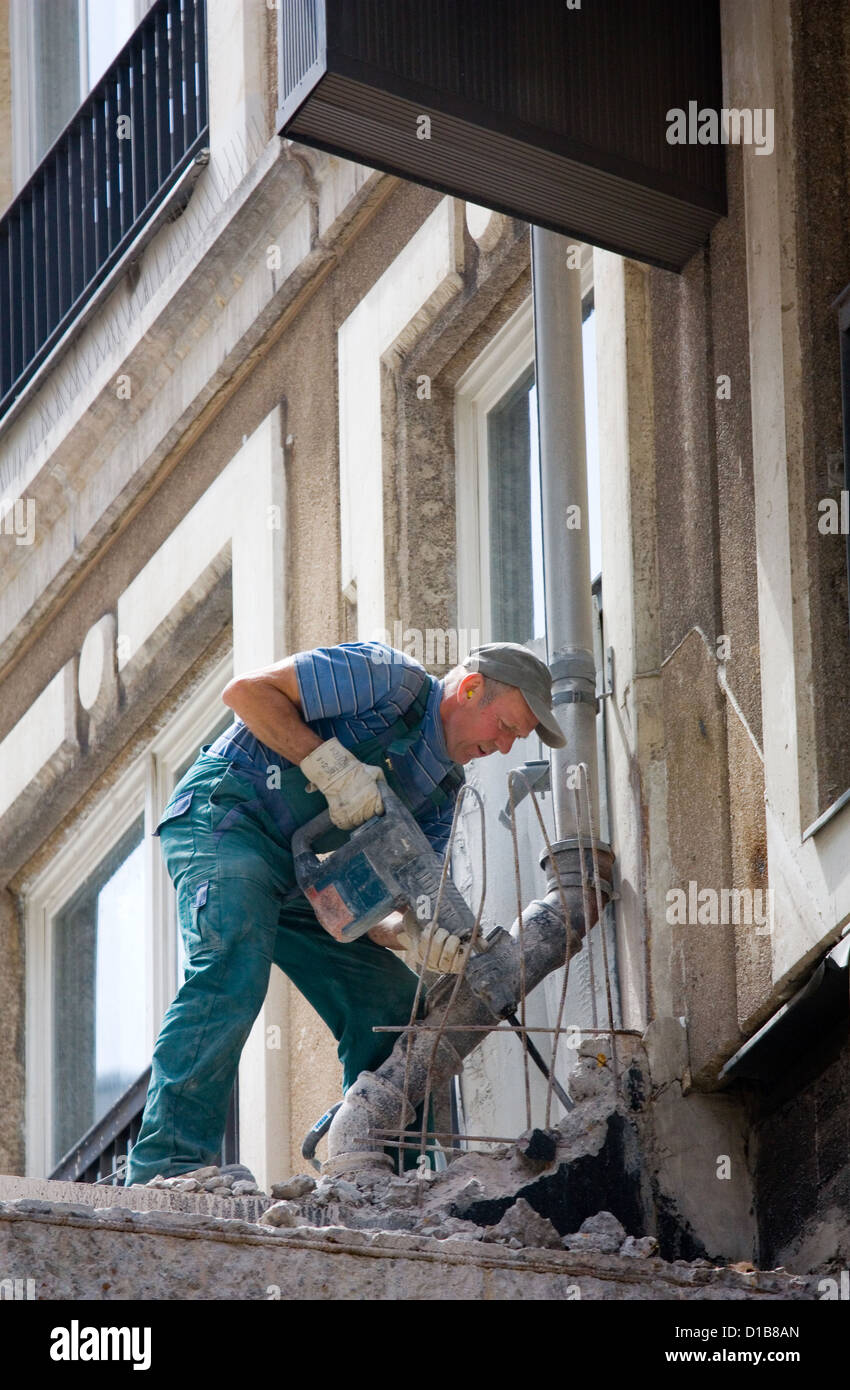 Berlin, Germany, Hard at work in mid-demolition Stock Photo