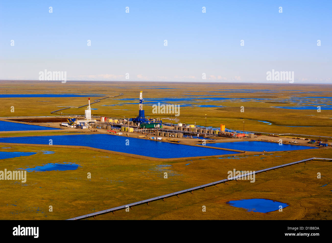 Oil production in Alaska an aerial stock photo from the Prudhoe Bay Oil field. Stock Photo