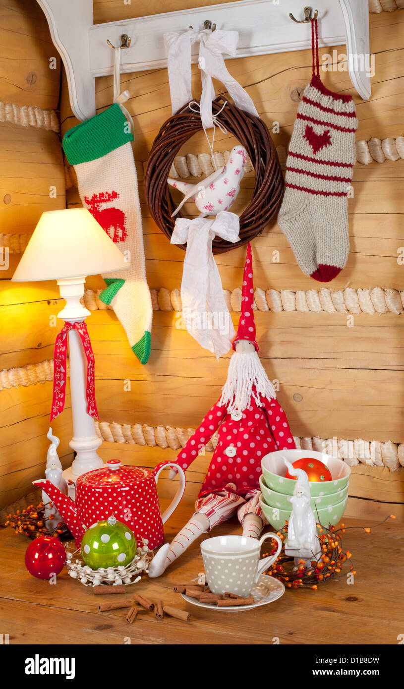 Christmas table set Stock Photo - Alamy