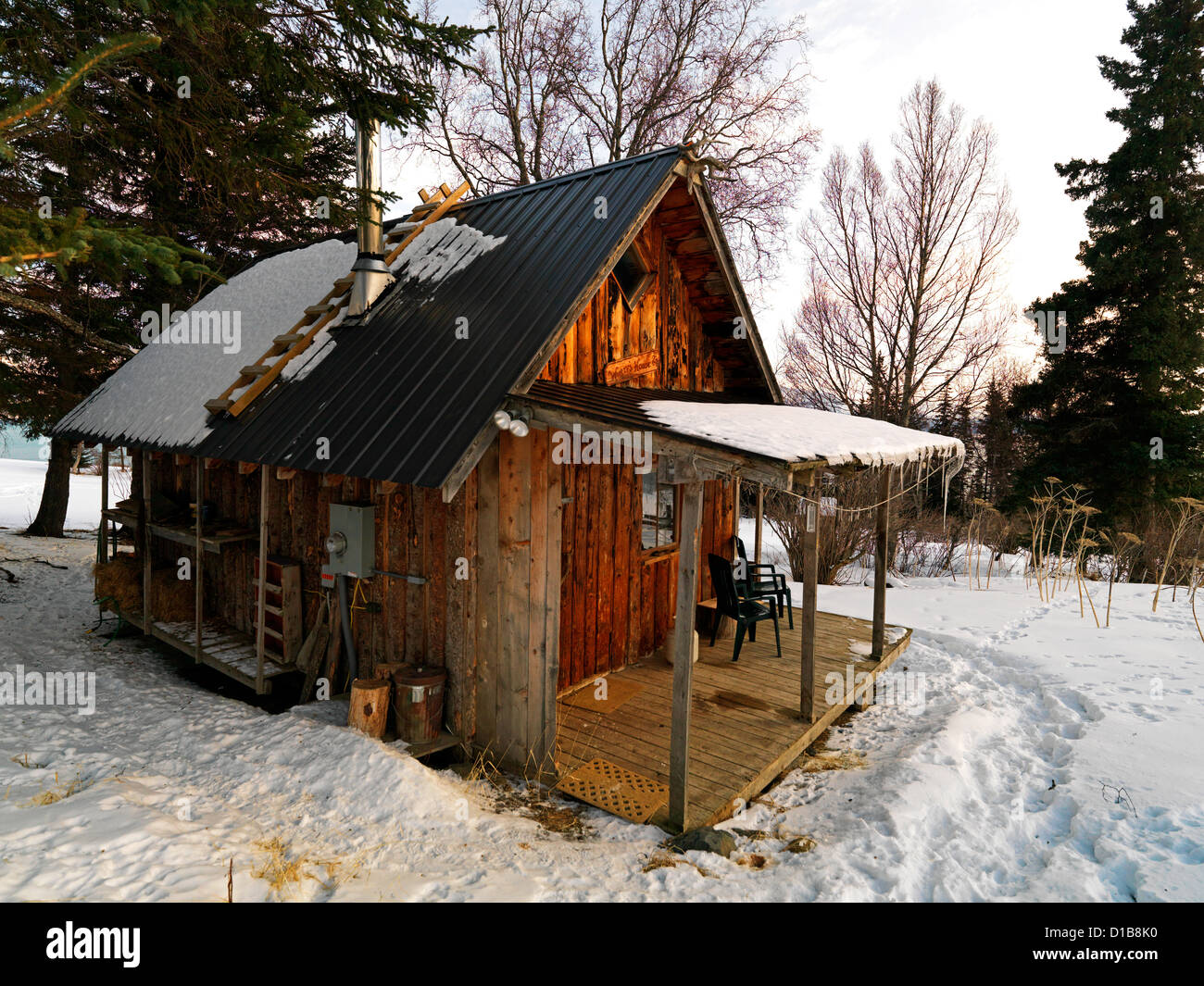 The Artist Cabin In Homer Photographed In The Winter Stock Photo