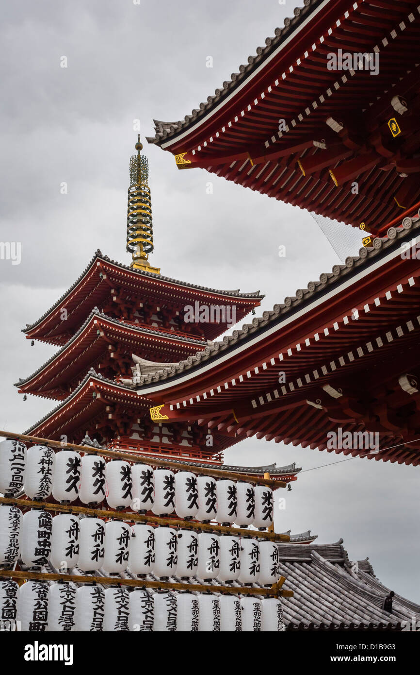 A pagoda outside Sensoji Temple, in Asakusa Stock Photo