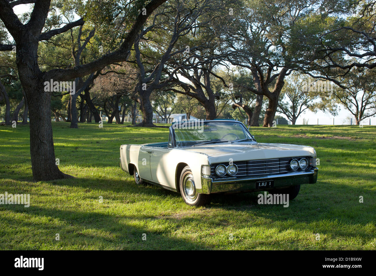 1964 Lincoln Continental owned by late former US president Lyndon B. Johnson displayed at the LBJ Ranch National HIstorical Park Stock Photo