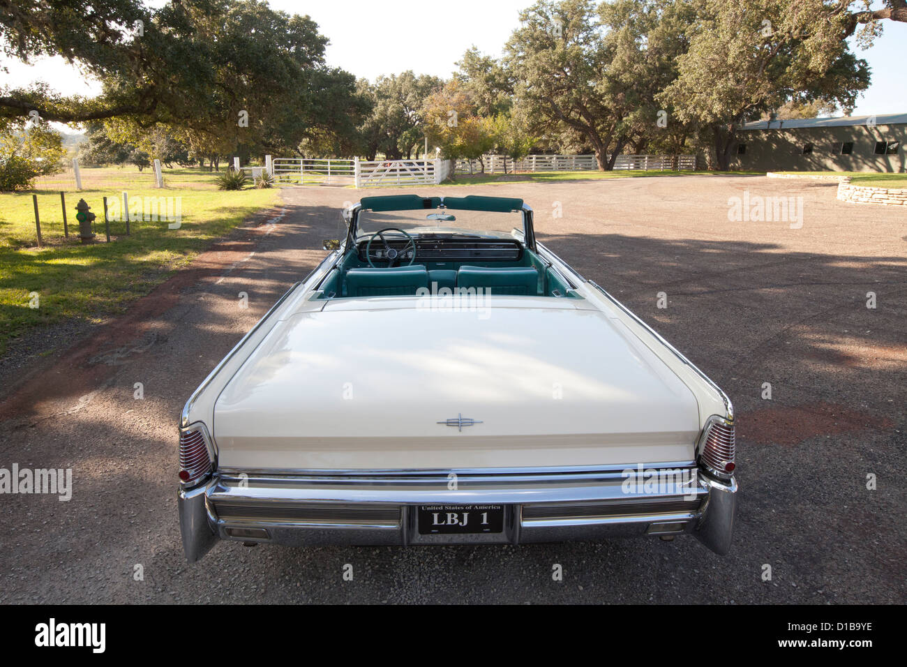 1964 Lincoln Continental owned by late former US president Lyndon B. Johnson displayed at the LBJ Ranch National HIstorical Park Stock Photo