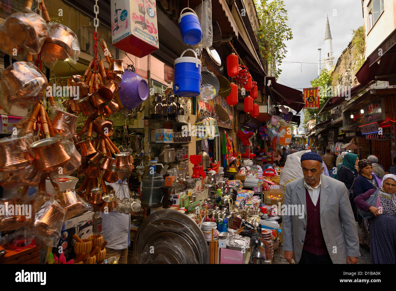Local Turkish people shopping near the Egyptian Spice Market in Istanbul Turkey Stock Photo