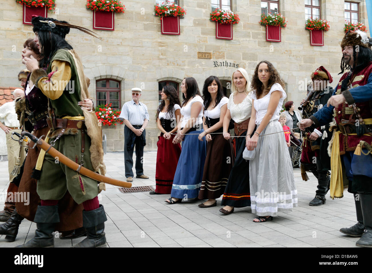Altdorf, Germany, street parade in medieval Wallenstein Festival Stock