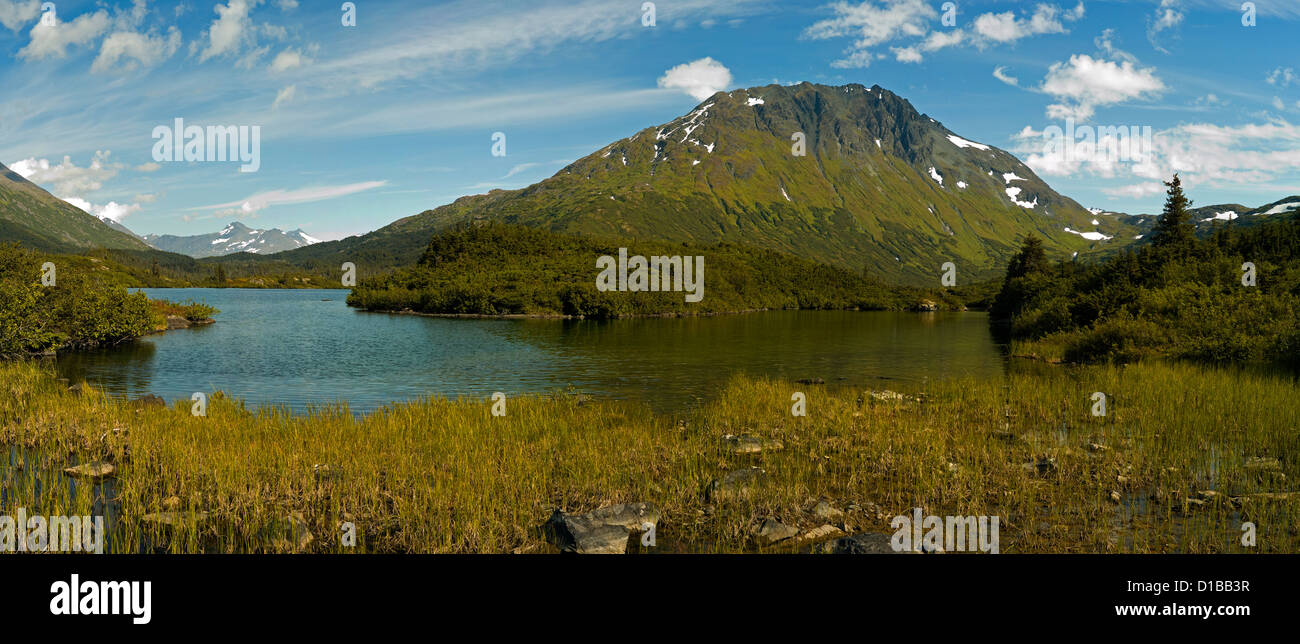 Pristine Lower Paradise Lake in the Kenai Mountains in south central Alaska. Stock Photo