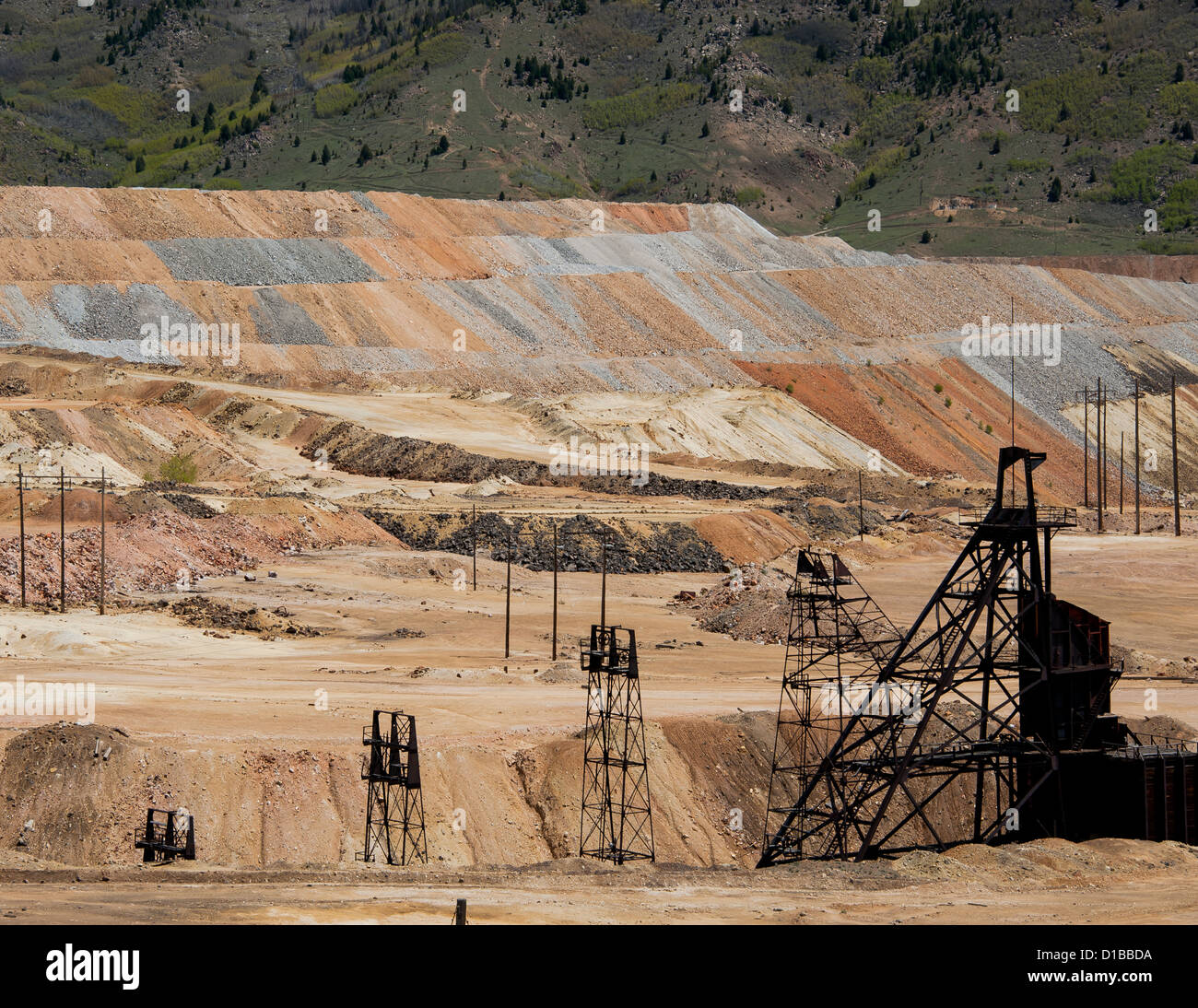 Contamination from mining in Butte, Montana.  The mining was hard core drilling and open pit mining. Stock Photo