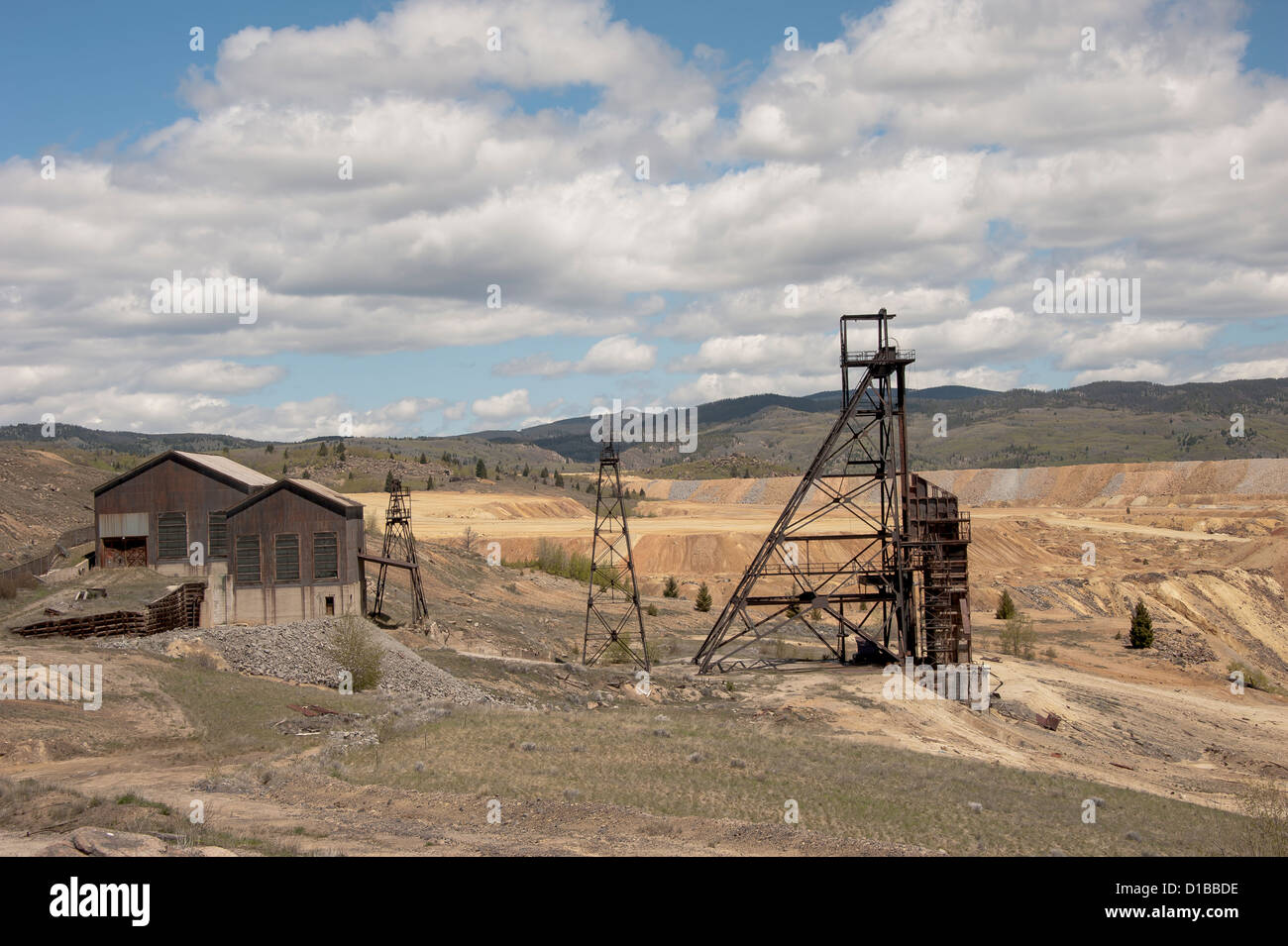 Contamination from mining in Butte, Montana.  The mining was hard core drilling and open pit mining. Stock Photo
