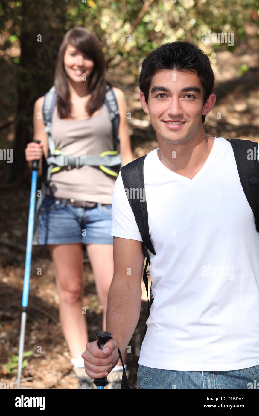 Trekking couple wearing outdoor hi-res stock photography and images - Alamy