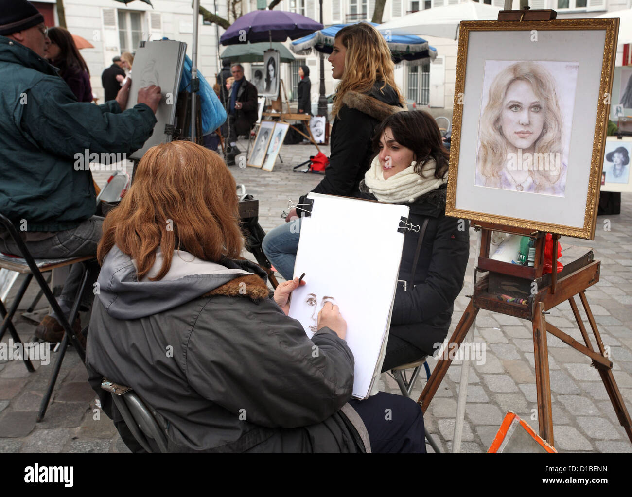 Paris, France, painters of the Place du Tertre in Montmartre Stock Photo